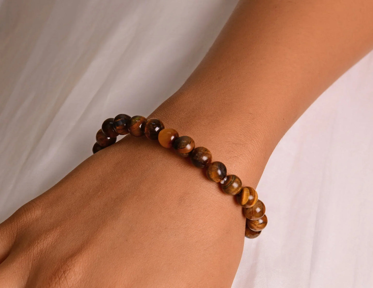 Tiger Eye Crystal Stone Bracelet for Will Power and Protection from Black Magic